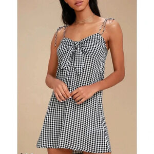 Sweet Pie Black and White Gingham Tie-Front Dress XS.